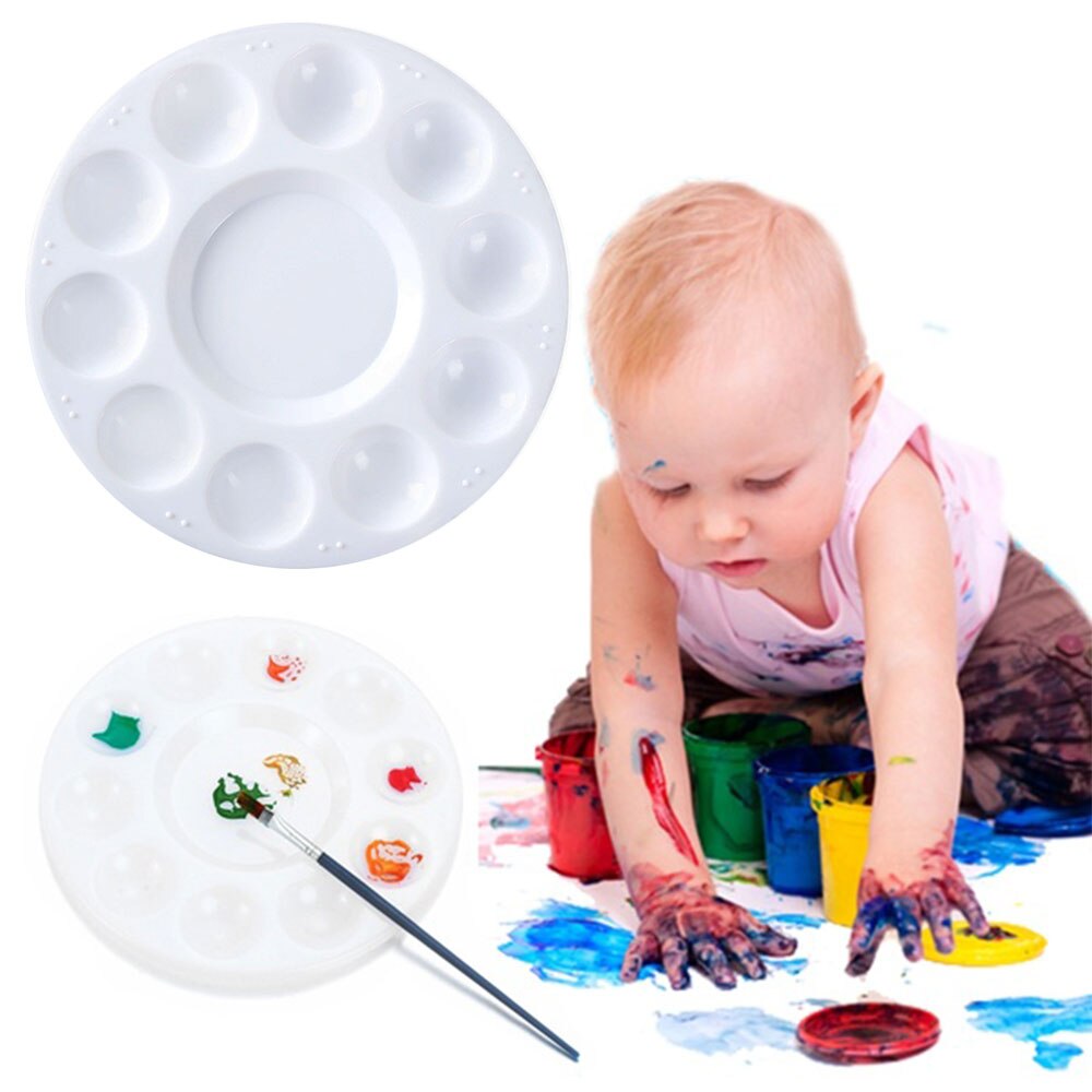 12 round color palettes with 10 holes 11grids PP plastic round art gouache pigment palette multi-color palette tool Art Supplies