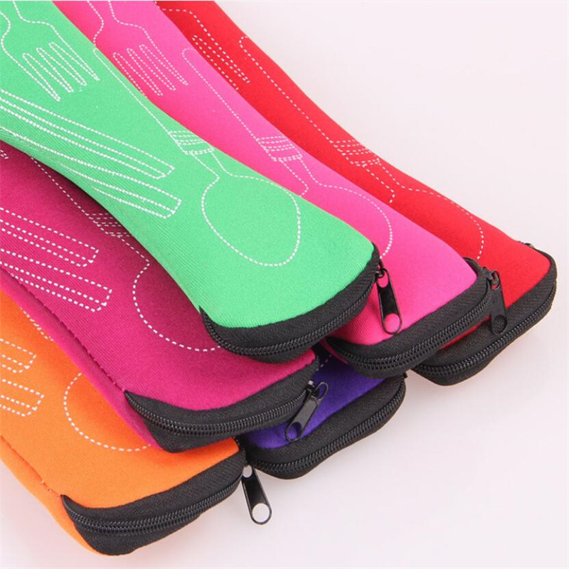 1PC Geschirr Tasche Waschbar mit Reißverschluss Reise Besteck Bausatz fallen Tragbaren Tasche Für Abendessen Haushalt Werkzeug Reisen Zubehör
