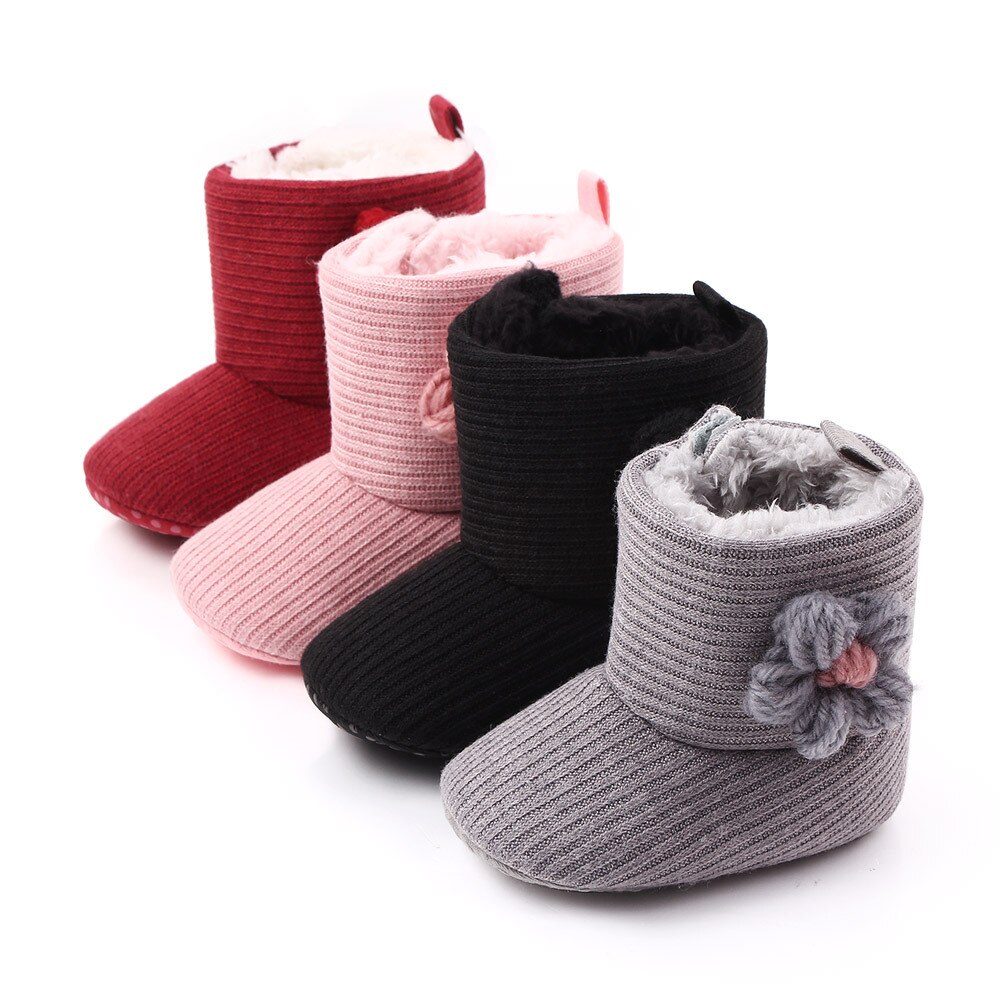 TongYouYuan – bottes d'hiver en fourrure pour bébé, petites fleurs, pour la neige, en tricot, garde au , pour garçon et fille,