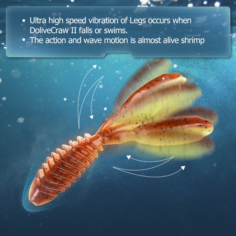 Meredith Dolivecraw Ii Soft Lokt 74Mm 95Mm Jigging Lokt Siliconen Worm Zachte Vissen Aas Garnalen Bass Karper Kunstmatige visgerei