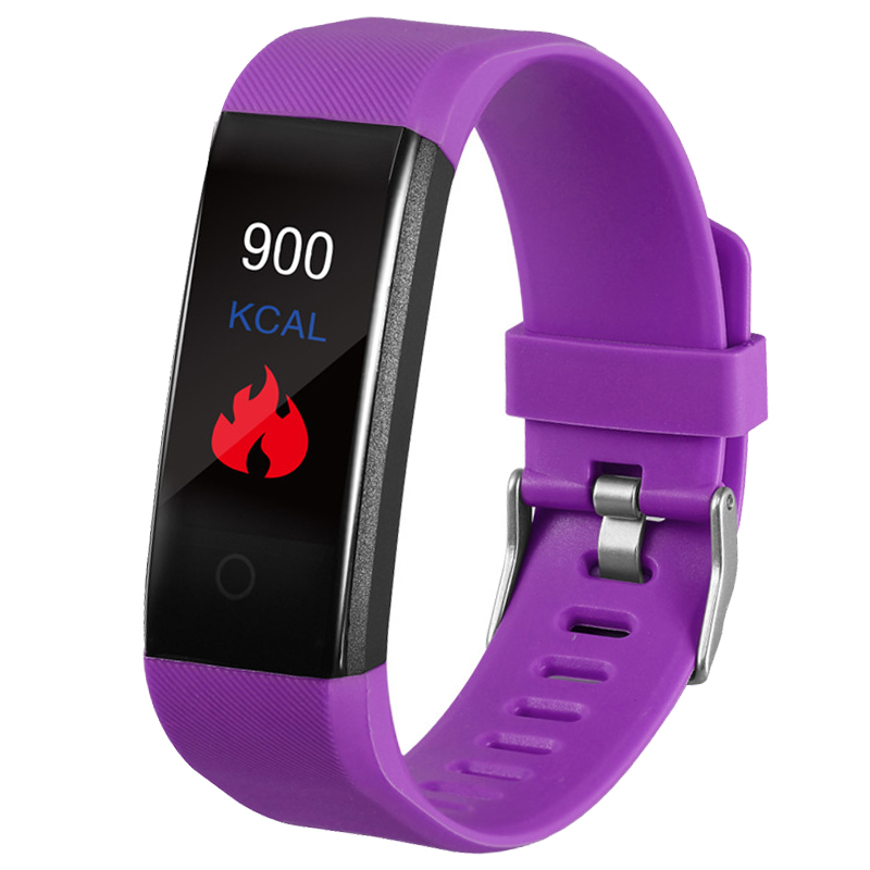 Smart Bracelet Thermometer Smartband Heart Rate Fitness Tracker Bracelet Watch WhatsApp Reminder Smart Band Bracelet Men Women: Purple