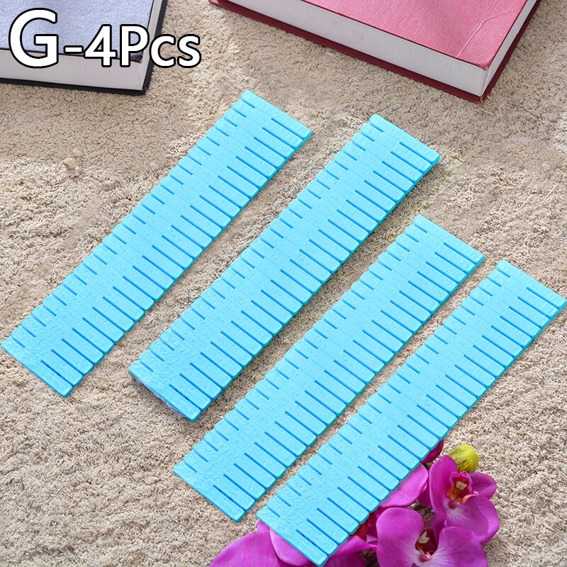 2/4pcs Plastic DIY Grid Drawer Adjustable Separator Divider Cabinet DIY Grid Household Necessities Storage Chest Organizer Tools: 4pcs-Blue
