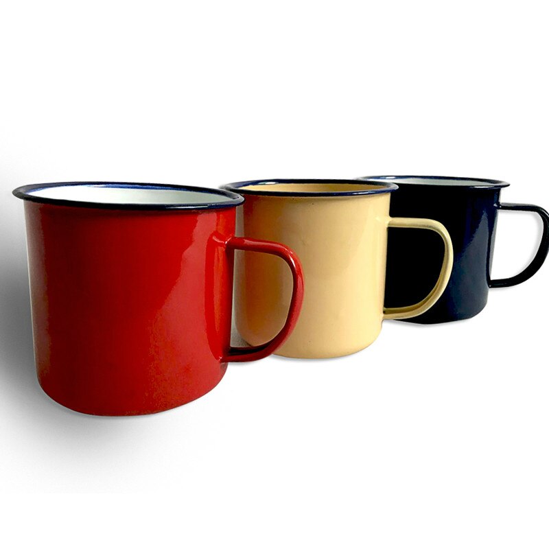 RUIDA Print Coating Enamel Simple Cup Nostalgic Vintage Lover Enamel Drinkware Coffee Cups Tea Cup XO00ZB