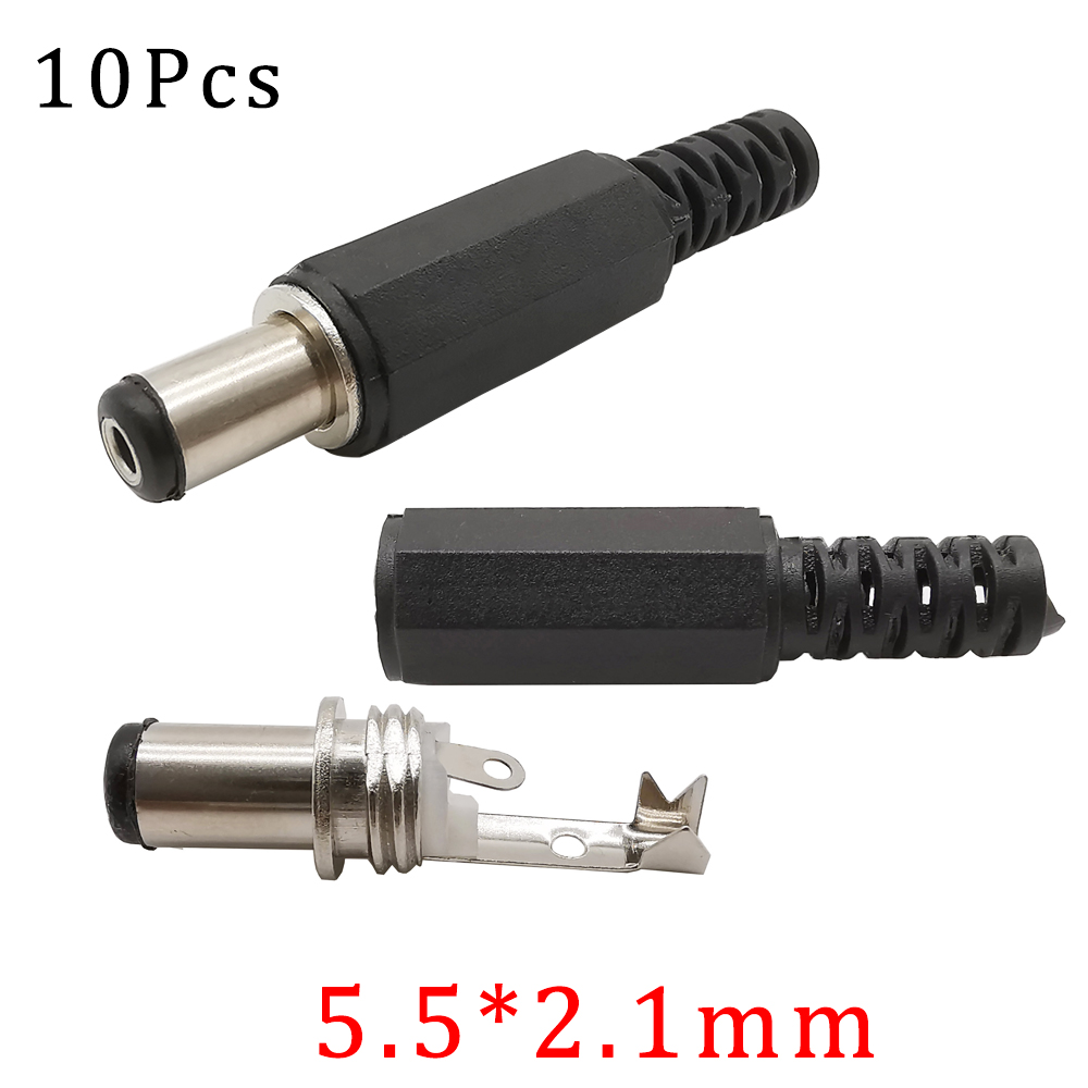 Enchufe de alimentación de CC, conector de cable de soldadura, 4,0/4,8*1,7mm, 3,5*1,3mm, 6,5*4,4mm, 5,5*2,1/2,5mm, adaptador de montaje, 10 unidades por lote: Multicolor