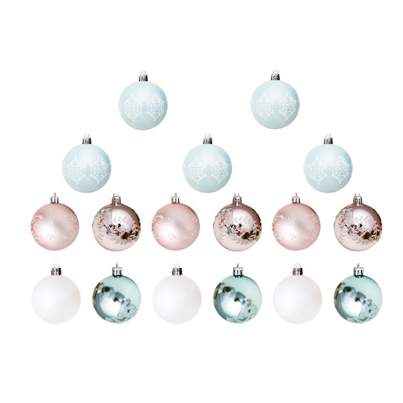 30Pcs Kerstboom Decoratie Kerst Ballen Plastic Bal Ornamenten Gekleurde Tekening Bal Kerst Bal (Rose Goud): Default Title