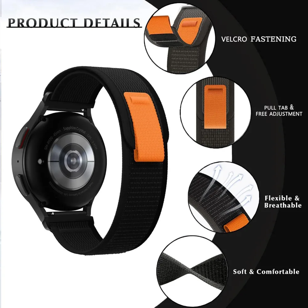 Nylon band voor HaiWei Galaxy Watch 7 6 5 4 40 mm 44 mm Classic/Active/Gear S3 Frontier 20 mm 22 mm Sport Loop Strap Amazfit GTS 3 4