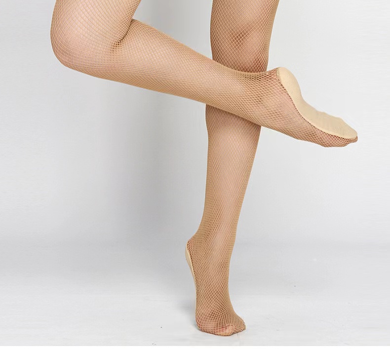 Collant a rete professionale a rete dura da donna vestito da ballo latino da donna sala da ballo calze da ballo latino collant latino elastico: S / Beige