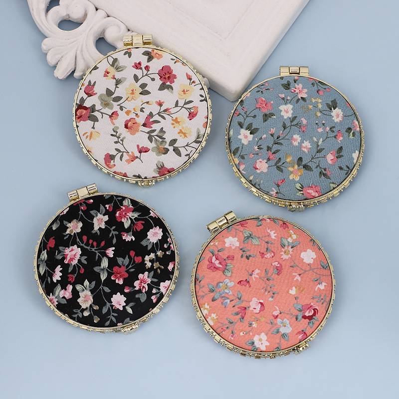 Mini Makeup Compact Pocket Floral Mirror Portable Two-side Folding Make Up Mirror Women Vintage Cosmetic Mirrors For