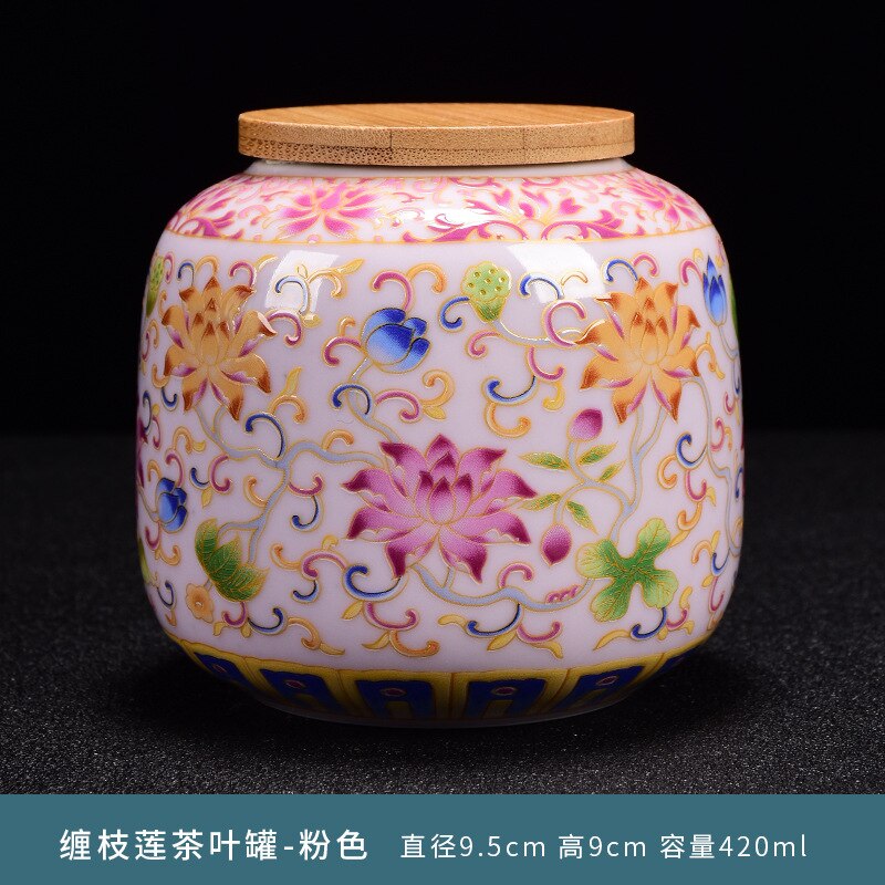 Porcelain Enameled Ceramic Tea Caddy Portable Sealed Tank Storage Jar Moisture-proof Tank Storage Box Candy Snacks Universal Jar: Pink