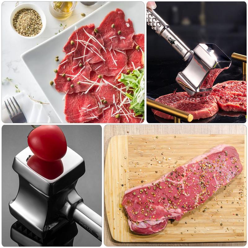 Stainless Steel Meat Hammer Dual-Sided Meat Hammer Steak Pounder Mallet Kitchen Tools Of Double Side Meat Loosing Machine