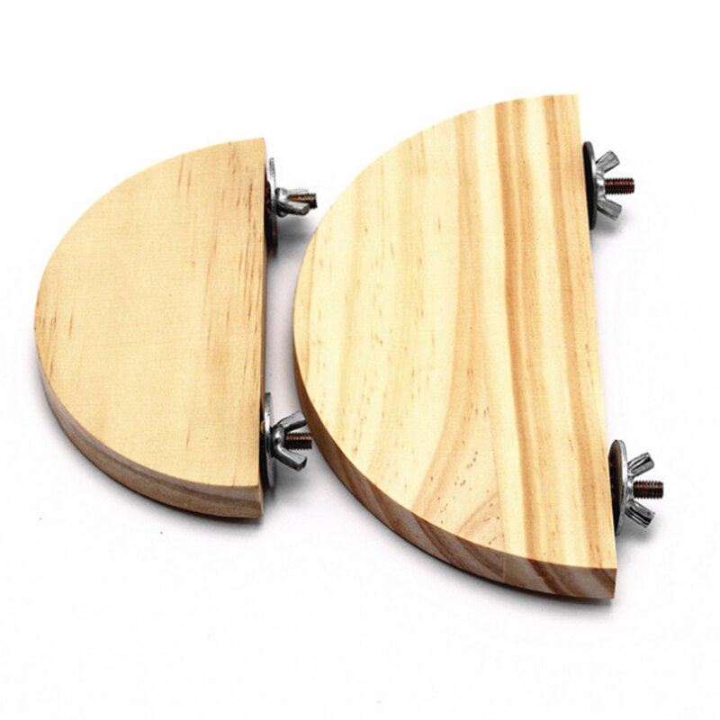 Plataforma de madera para loros y aves, tabla de estación para perchas y ramas de hámster, accesorios para jaulas de pájaros, plataforma de salto para pájaros semicirculares