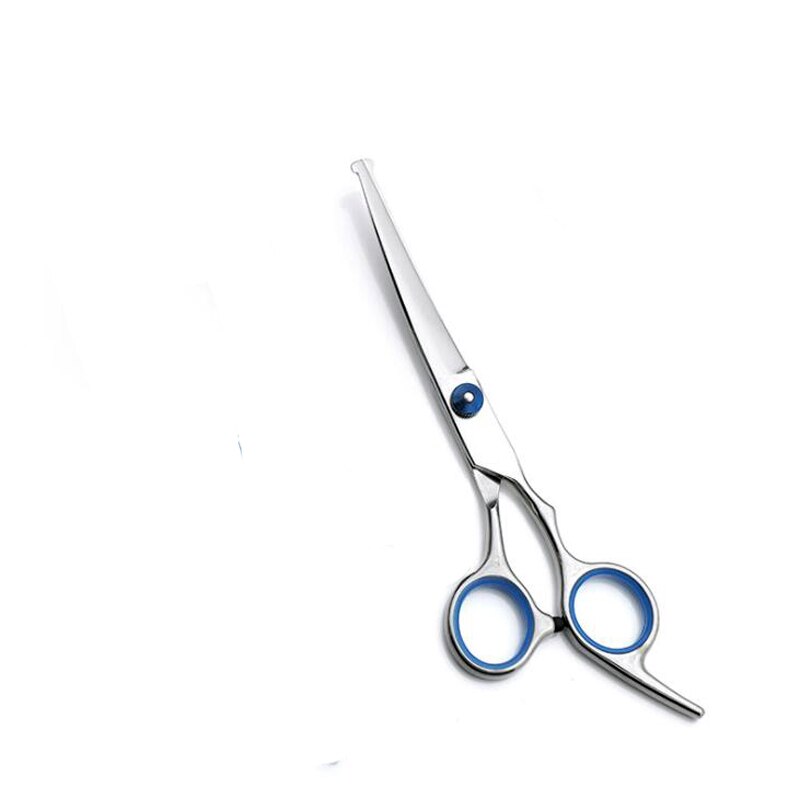 Safe Scissors Fish Mouth Blue Pet Scissor For Dogs Cats Grooming Hairdressing Tools 6 Inch Straight Cut Tooth Scissor: 1pcs Up Curved