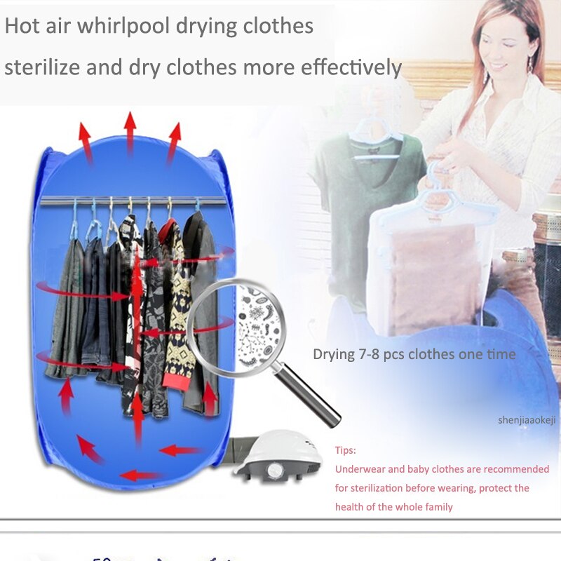 KD-111 Portable household 30-180 min timing dryers Mini Foldable free installation clothes dryers clothes dry hanger 800W 220V