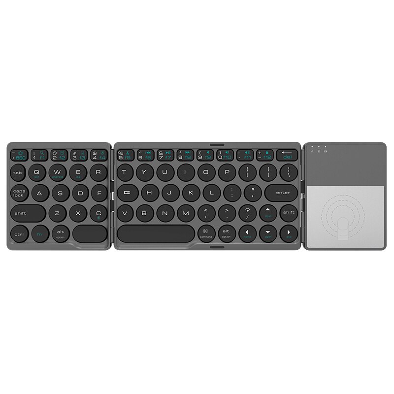Foldable Wireless Keyboard Bluetooth Keypad with Touchpad Rechargeable for Tablet Notebook Android Windows Phone Laptop Tablet: Rock Gray