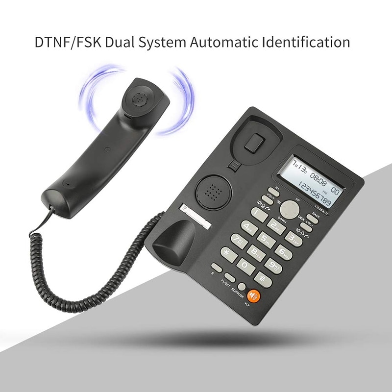 Desktop Draadgebonden Telefoon Met Caller Id Display, Bedrade Vaste Telefoon Voor Thuis/Hotel/Kantoor, verstelbare Volume, Real Time Datum W