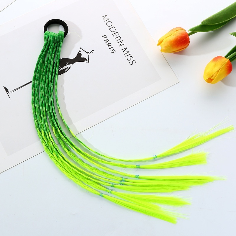 1 pz nuove ragazze parrucche colorate coda di cavallo accessori per capelli per bambini fascia per capelli ornamento per capelli fasce elastici fasce per capelli di bellezza: Blu