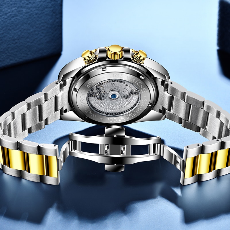 LIGE Marken Männer Automatische Mechanische Tourbillon Uhr Luxus Edelstahl Sport Uhren Herren Uhr Relogio Masculino