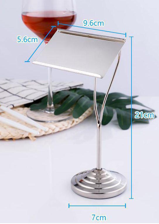 European Stainless Steel Menu Stand Metal Name Card Bracket Hotel Buffet Table Number Clamp Wedding Banquet Table Sign Stand: 21cm Silvery 
