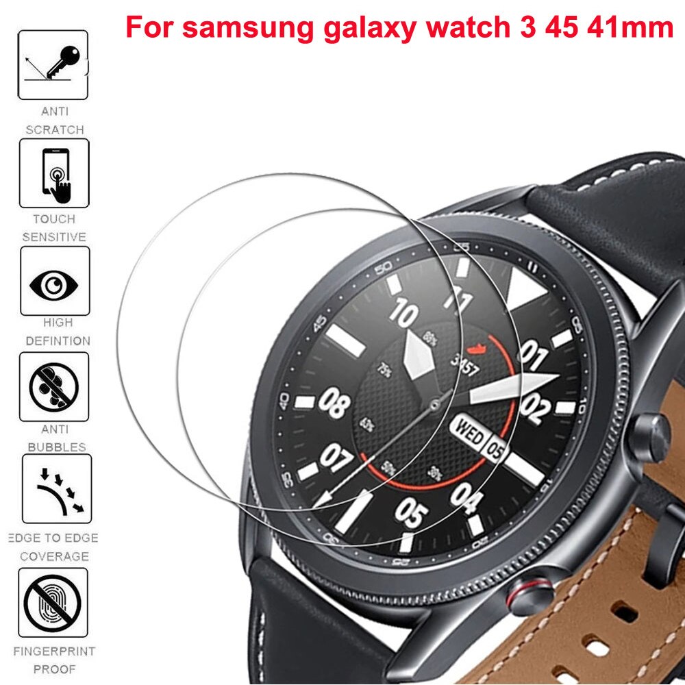 Protector de pantalla de vidrio templado de película transparente para Samsung Galaxy Watch 3, correa de reloj inteligente de 45mm y 41mm, accesorios de cubierta