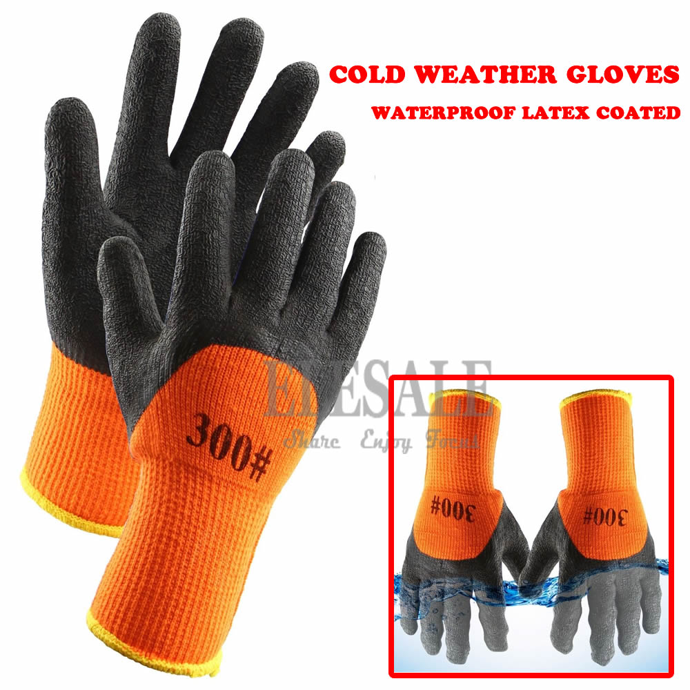 1 Paar Thermische Winter Werkhandschoenen Latex Rubber Werk Veiligheid Handschoenen Anti-Slippen Waterdicht Tuin Repareren Builder Handschoenen
