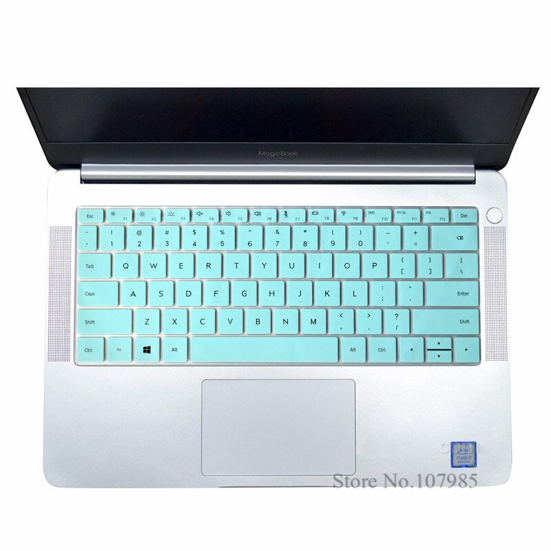 Vaskbart silikone laptop tastatur cover beskytter skin til huawei matebook  d 14 tommer (amd) notebook  d14 w50f w00d 14.0 & #39 ;& #39 ;: Himmelblå