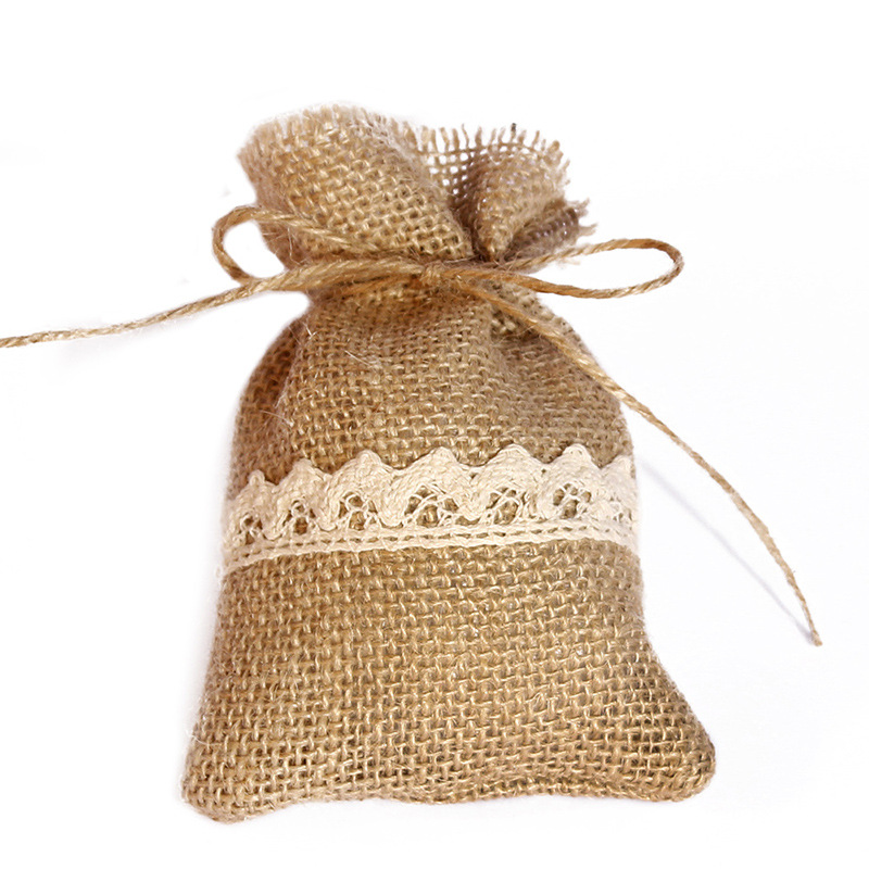 50PCS Burlap Bags Natural Jute Large Burlap Pouch Sack Favor Bag for Showers Weddings Parties and Receptions - 10x14 CM