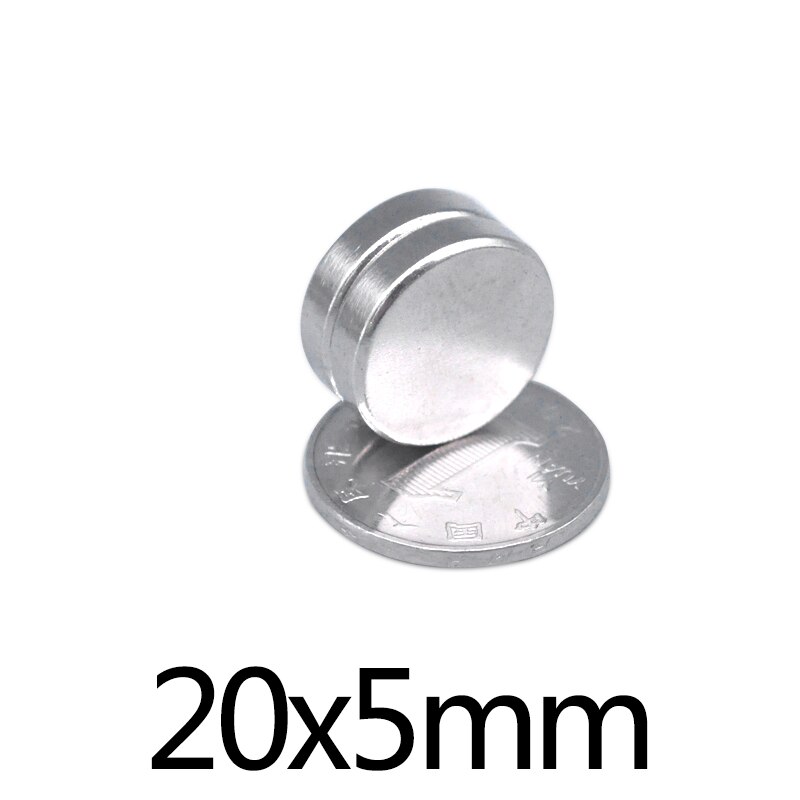 10/20/50 Pcs 20*5 Mm Sheet Neodymium Magneet Ronde Krachtige Ndfeb Magneten 20X5mm Zeldzame Aarde Magnetische Disc Magneet