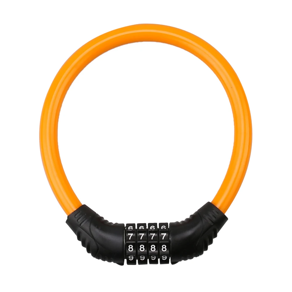 Bicycle Safety Helmet Lock Password Rope Steel Wire Lock Mountain Bike Backpack Lock Portable Combination: Orange