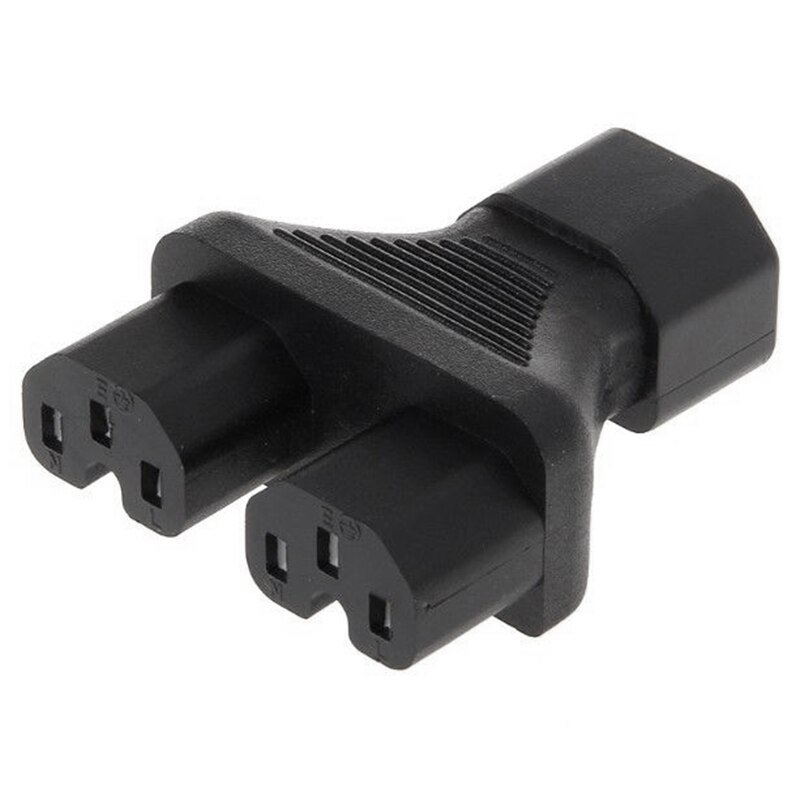 IEC 320 C14 3-Pin Male To 2X C15 3-Pin Female Plug Converter Y Splitter Adapter