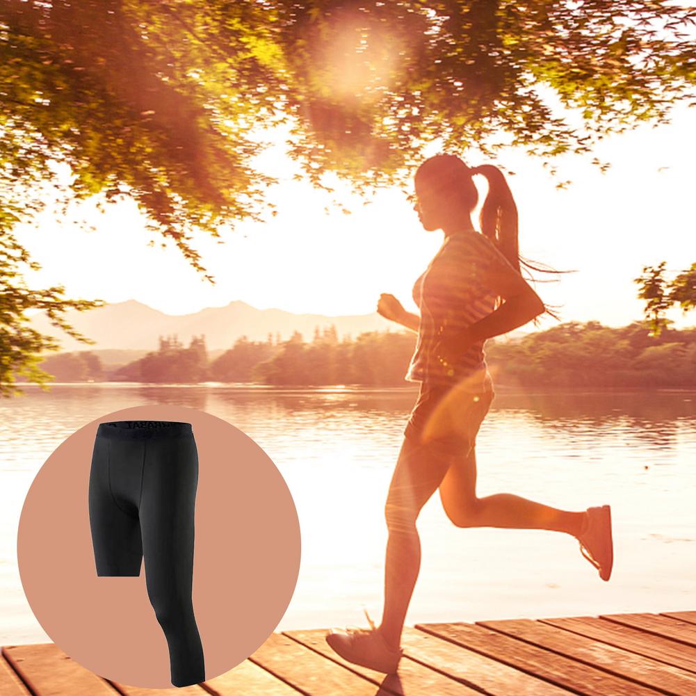 Mens Basketball Tights 3/4 Men's Compression Pants Tights Leggings Mens Tight Athletic Pants Moisture Wicking Technology Perspir