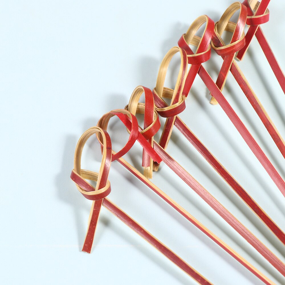 200 Pcs 10.5CM Disposable Thicken Cocktail Picks Knot Bamboo Fruit Appetizer Drink Food Picks Sticks Party Supplies (Black)