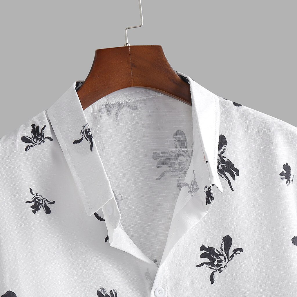 Burst mænds etnisk print top kortærmet skjorte herre abstrakt stil sommer løs casual skjorter 3.30