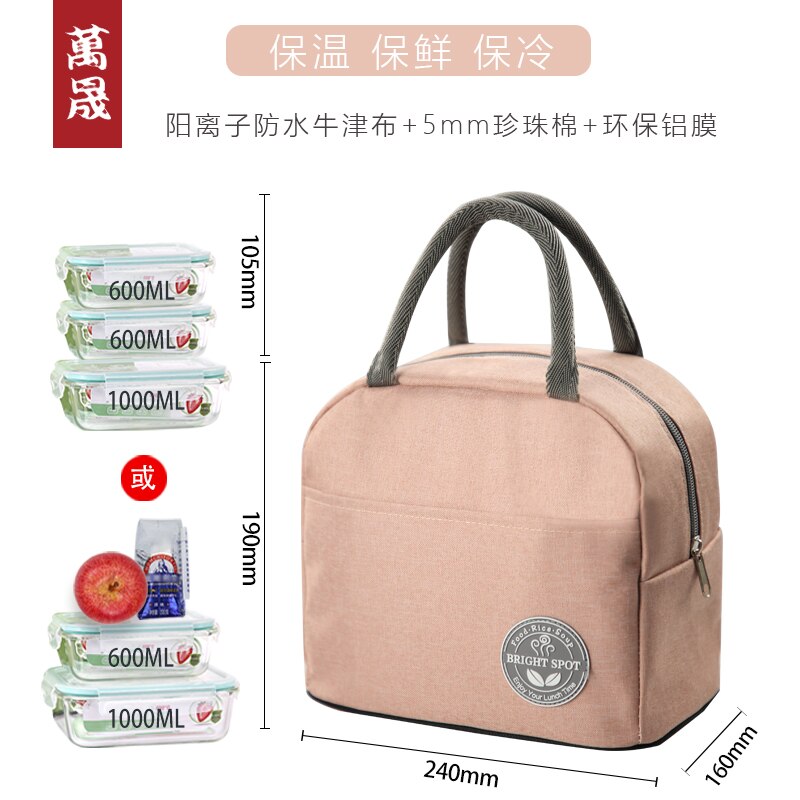 Dikke Lunchbox Tas Isolatie Handtas Riem Rijst Zak Lunch Tas Kantoormedewerker Student Draagbare Lunchbox Tas: Girl pink