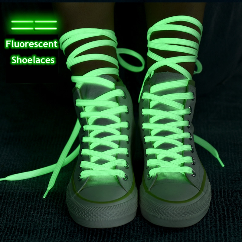 Lichtgevende Schoenveters Platte Veters Sneakers Veters Glow In The Dark Nachtkleur Fluorescerende Schoenveter 80/100/120/140 Cm Shoestrings
