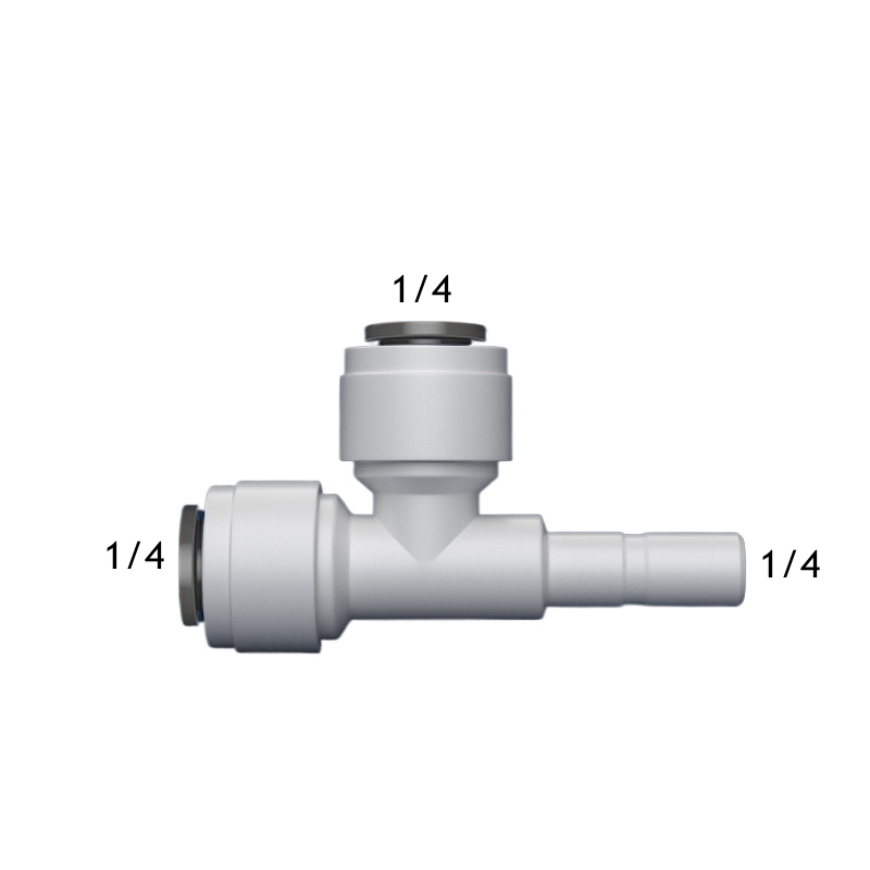 Conector de tubo de PE tipo T, rosca macho hembra, conexión rápida, manguera 1/4 3/8, filtro de agua, piezas de ósmosis inversa: Oro