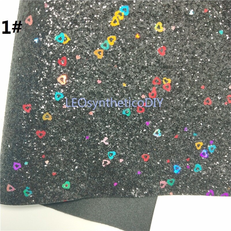 1pc 21 x 29cm glitterstof, glitterleer met hartjes, glitterleervellen voor het maken van strikken leosyntheticodiy  t298c