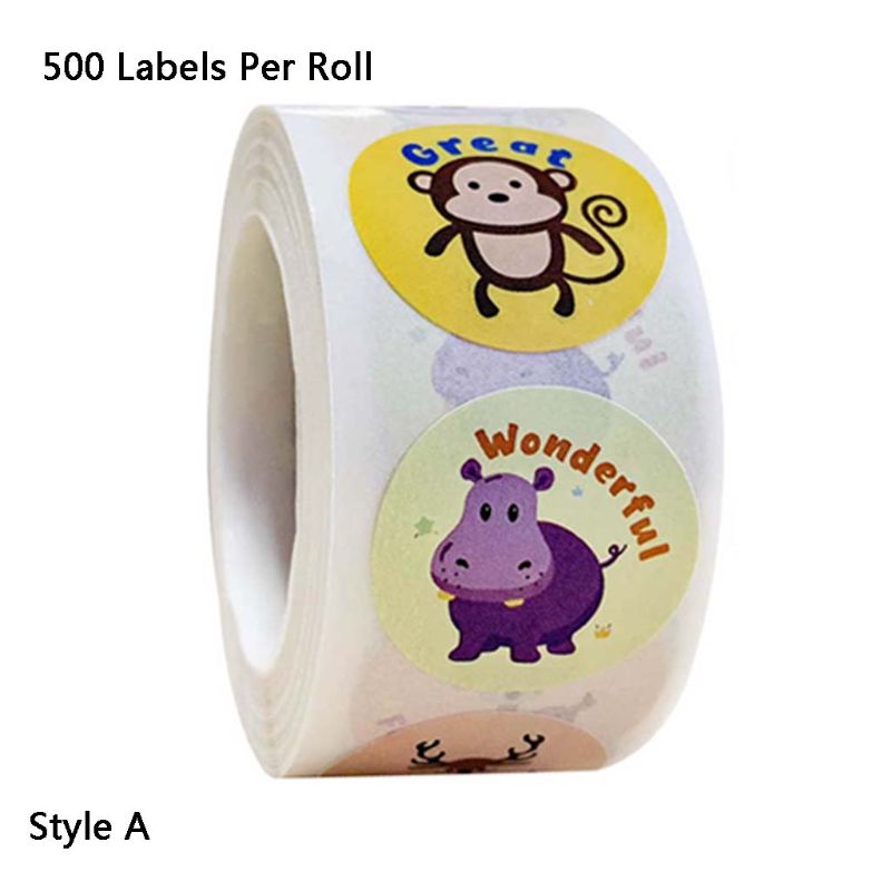 500pcs/roll Cartoon Animal Reward Stickers Diary Scrapbooking Teacher Incentive