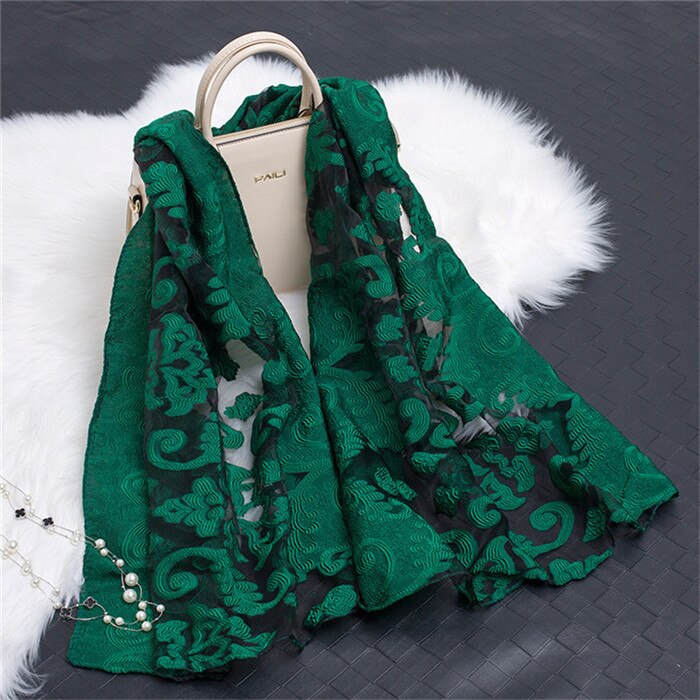 die Seide schal frauen sommer brise leichte schier schals und wickelt bandana Strand Organza Blick spitze hohl schals fo damen
