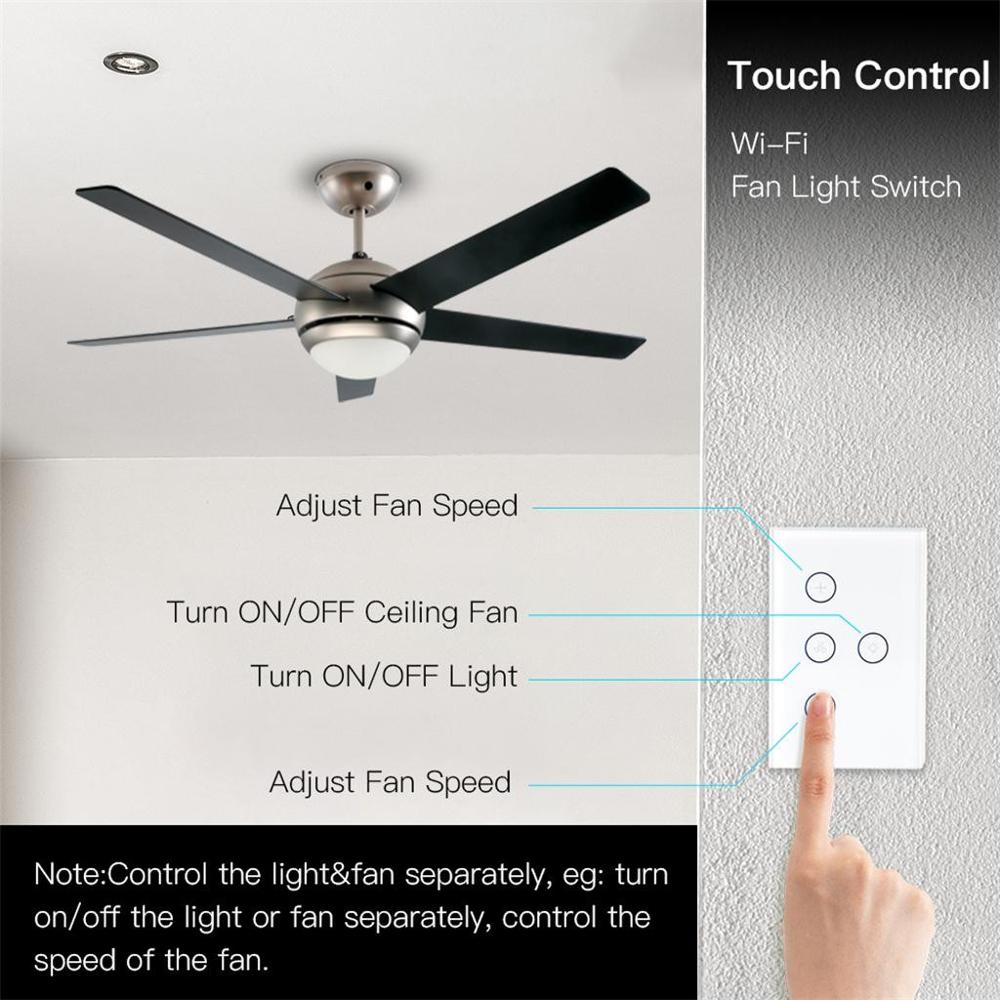 Smart WiFi Fan Light Switch, In-Wall Ceiling Fan Lamp Switch US plug LED lamp intelligent: Default Title