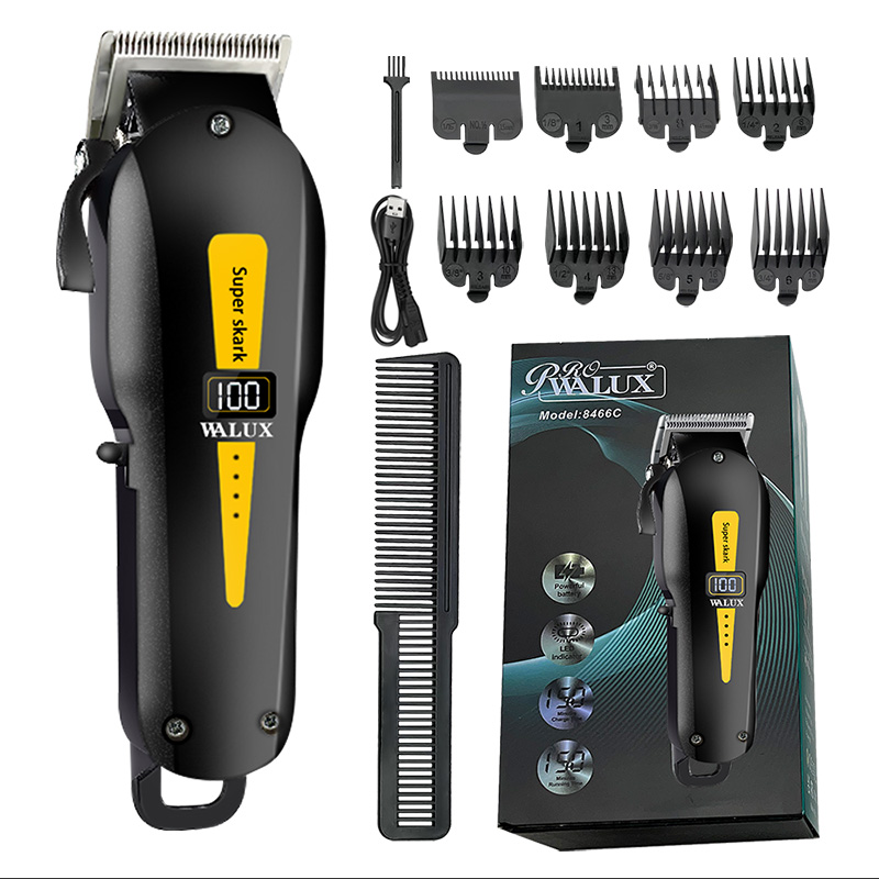 Professionele Kapper Tondeuse Lithiumbatterij USB Oplaadbare Trimmer LCD Display Thuis Mannen Baard Scheerapparaat Haar Snijmachine: Black