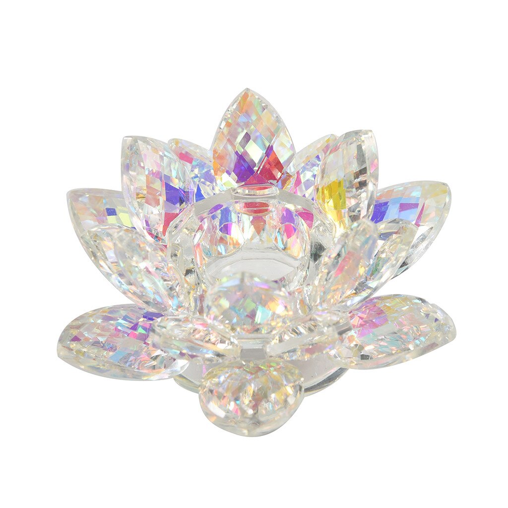 Candelabro de flor de loto de cristal de 38 °, portavelas para té, vela budista, velas para decoración del hogar: A