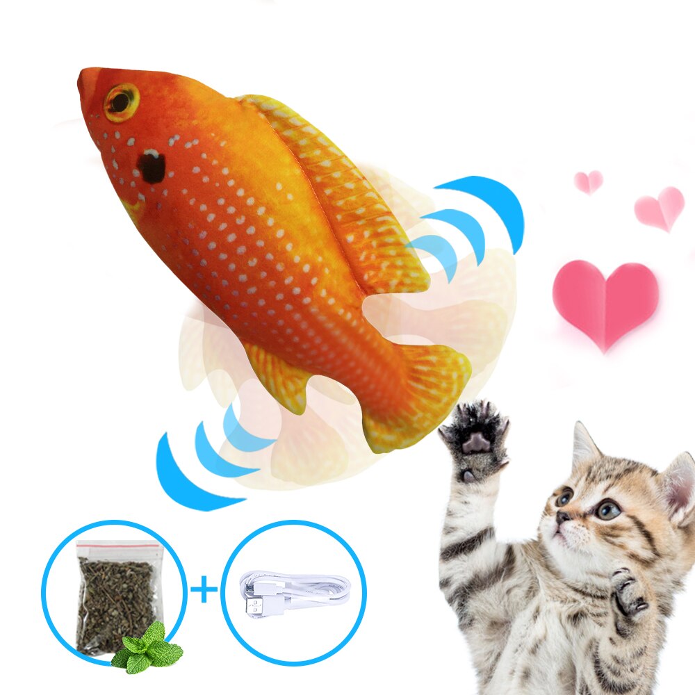 Huisdier speelgoed elektrisch katten speelgoed pluche 3d interactieve elektronische usb bijtbestendige kauw kies bewegende dansende vis speelgoed kitten katten speelgoed: Edelsteenvis elec