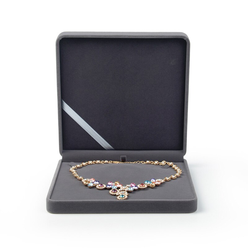 FANXI Grigio tessuto Della Peluche del Regalo Dei Monili per Orecchino Anello Collana Braccialetto Scatola di Imballaggio Organizzatore Dei Monili di Cerimonia Nuziale di Compleanno: grande collana scatola