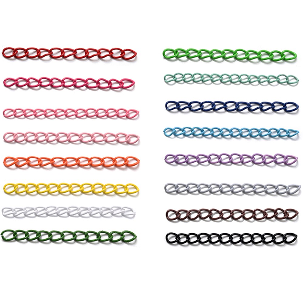 50 sztuk/partia łańcuchy przedłużające ze stali nierdzewnej Multicolor naszyjnik bransoletka łańcuch dla DIY ocena biżuteria dokonywanie dostaw 50MM