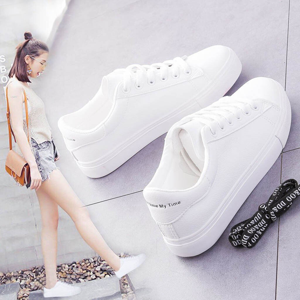 Womens Sports Ruuning Shoes Woman's Leisure Comfortable Sneaker Breathable Lace Up Casual White Shoes For Women #z