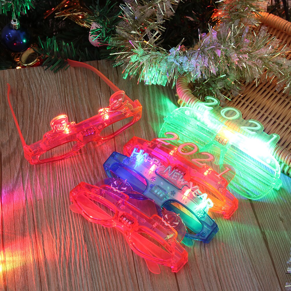 1pcs Flashing Led Glasses Halloween Christmas Glasses Luminous Light Up Glowing Eye Wear Bar Birthday Party Year