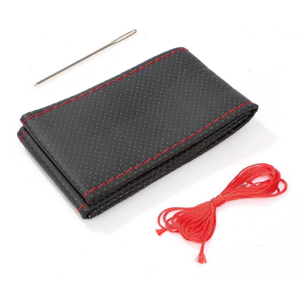 4 Kleur Diy Textuur Soft Auto Stuurhoes Met Naalden En Discussie Kunstleer Auto Covers auto-Styling