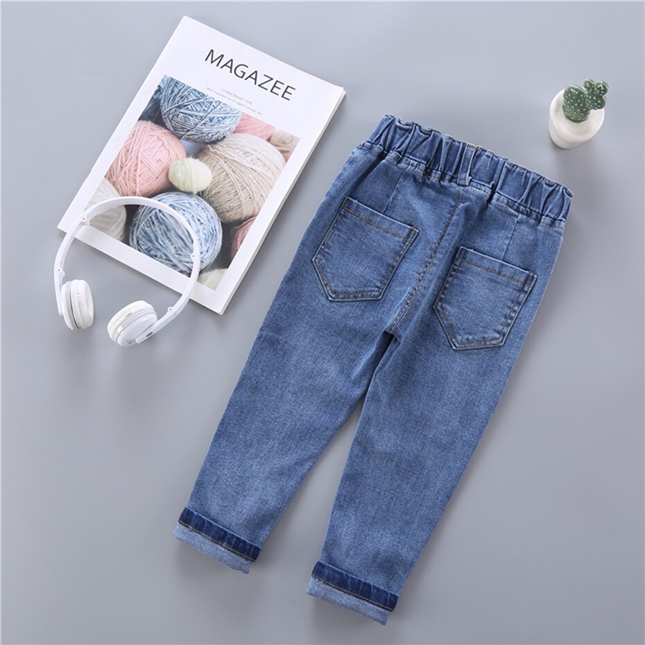 Jeans Meisje Effen Kleur Meisje Jeans Lente Herfst Jeans Voor Kinderen Casual Stijl Kinderkleding
