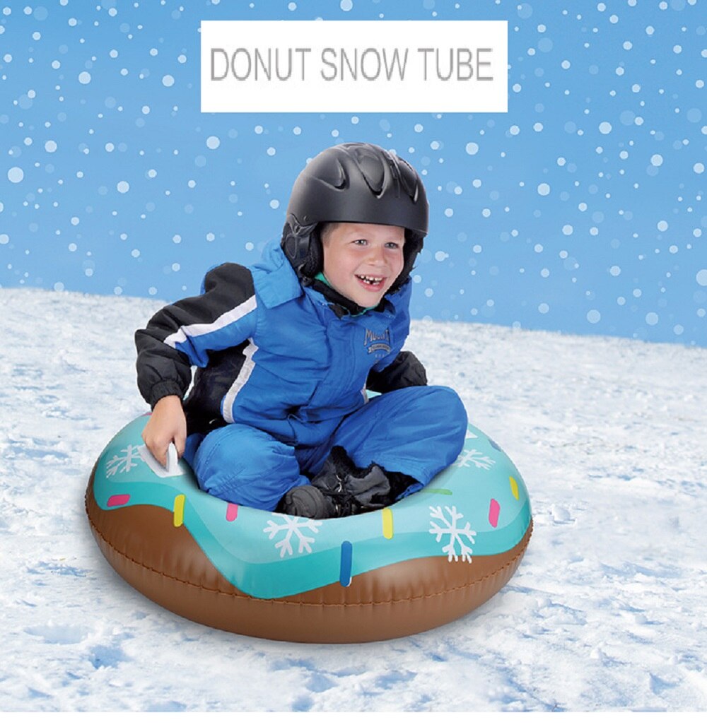 Adultos y niños patrón de donut espesamiento círculo de esquí inflable resistente al desgaste platillo volador en la nieve