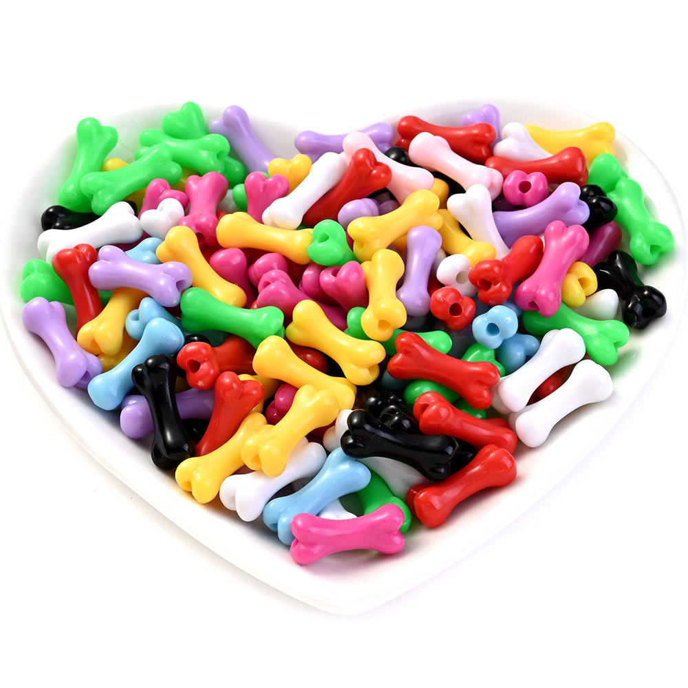 50 Uds. Cuentas acrílicas coloridas con forma de hueso, cuentas de hueso de cintura pequeña, pulsera DIY, collar, suministros para fabricación de joyas